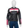 Women's Black and Blossom Pink Leather Jacket