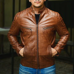 Mens Motorcycle Lambskin Leather Jacket