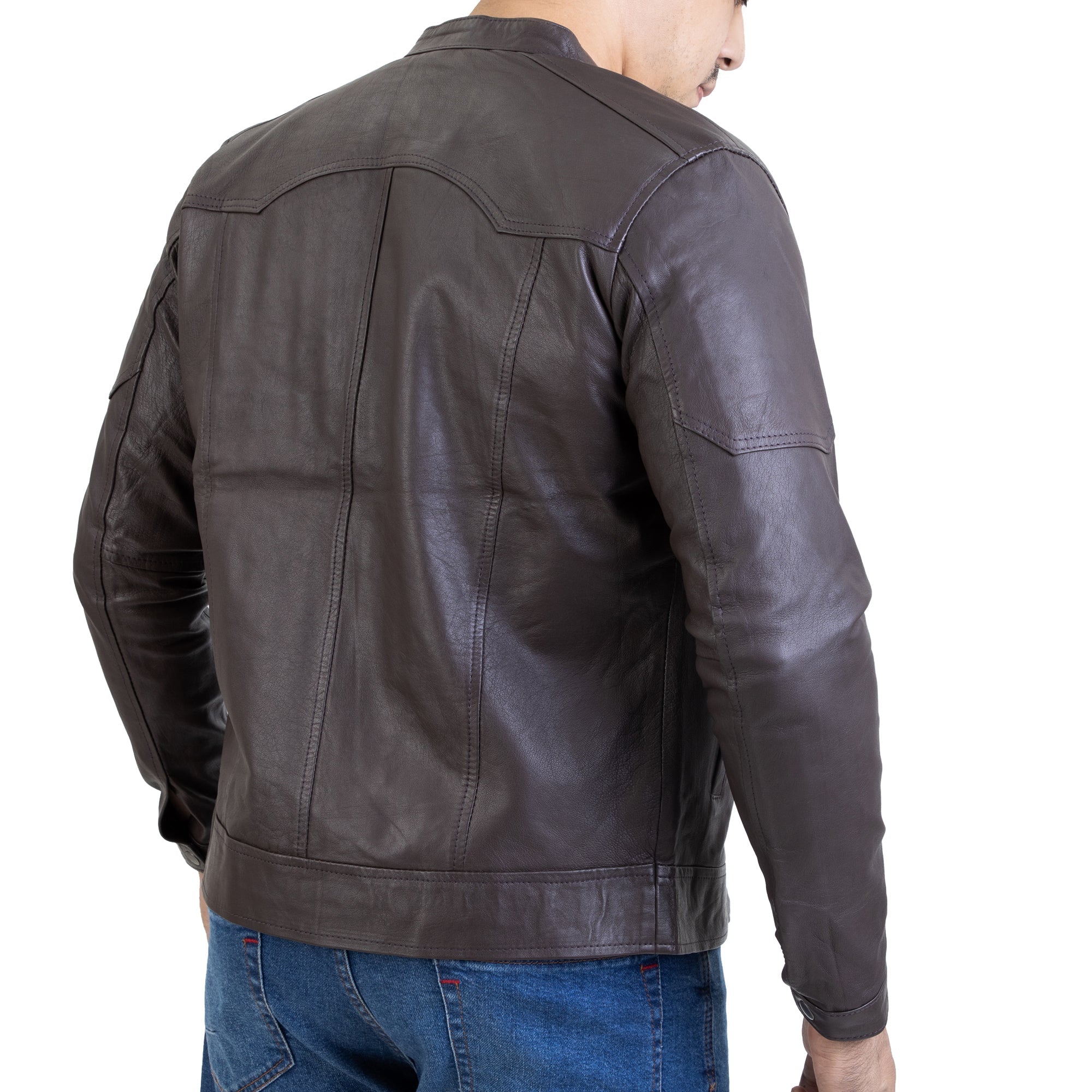 Mens Urban Style Leather Brown Jacket