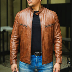 Mens Motorcycle Lambskin Leather Jacket