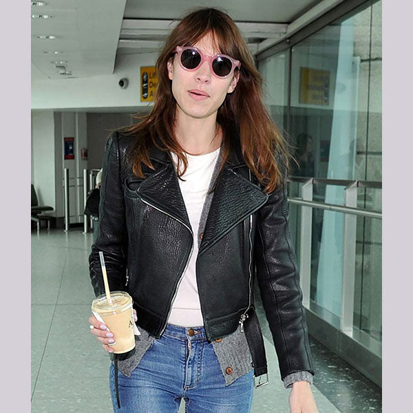 Alexa Chung Black Biker Jacket Womens