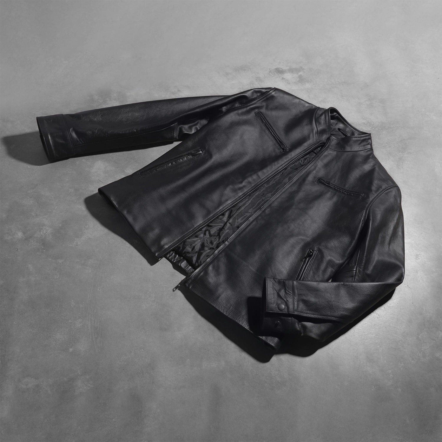 Mens Matte Black Leather Biker Jacket