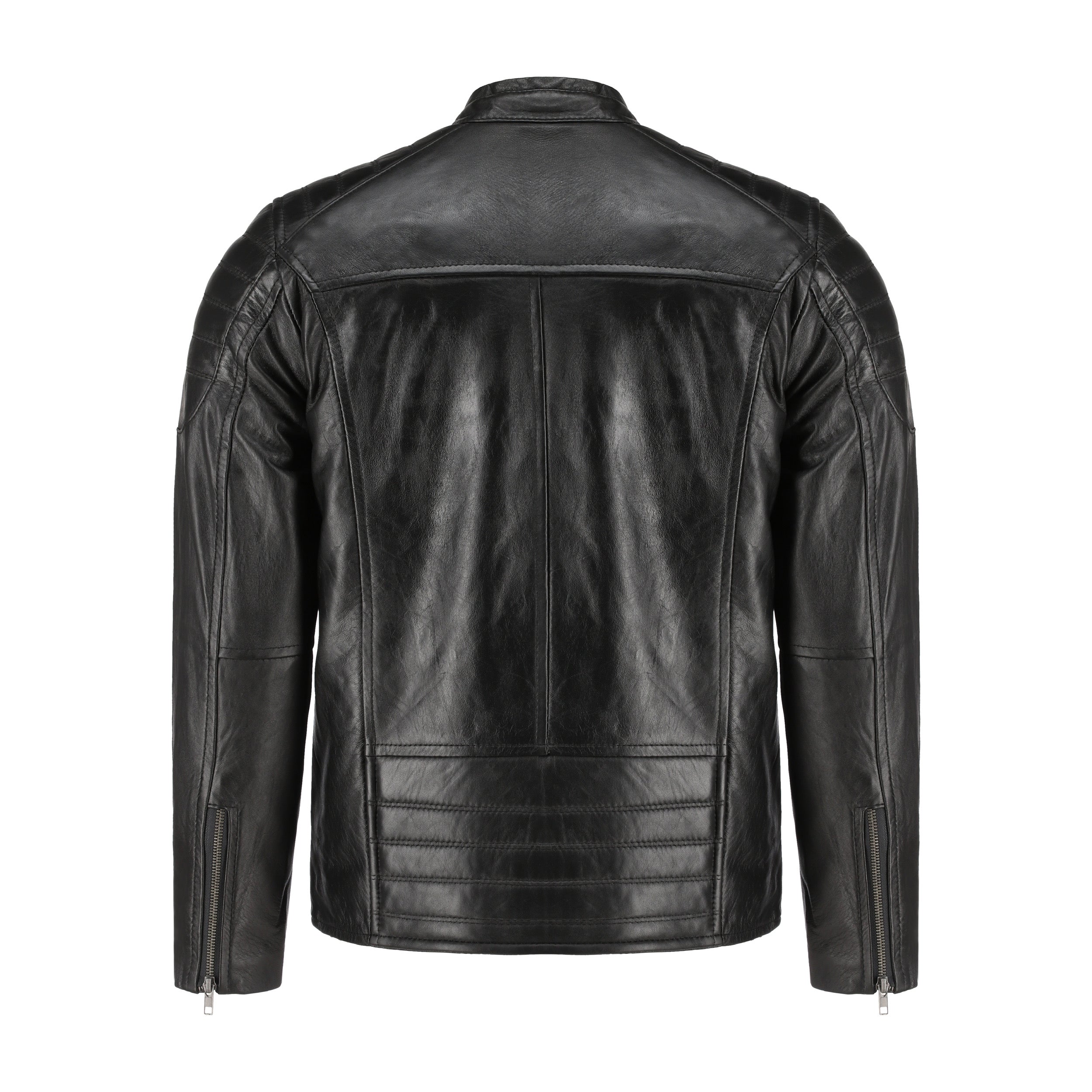 Mens Black Lambskin Biker Leather Jacket