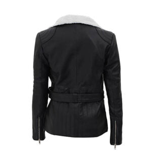 Women's Black Leather Faux Jacket