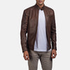 Mens Brown Leather Biker Style Jacket