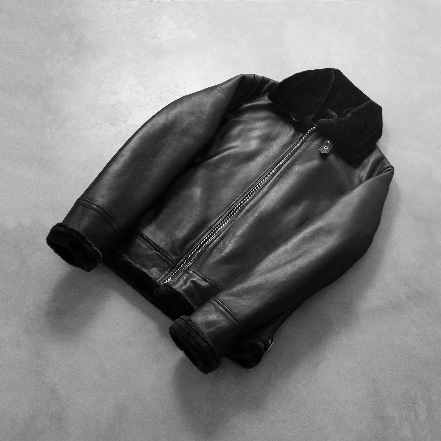 Mens Elegant Noir Luxe Leather Bomber Jacket