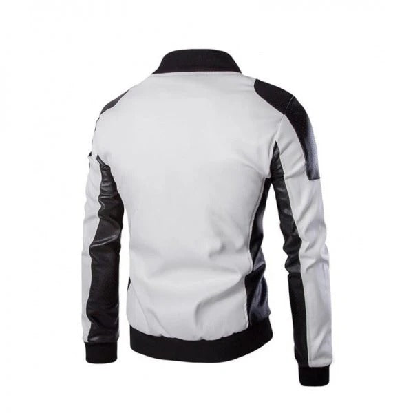 White Premium Slim Fit Mens's Leather Biker Jacket