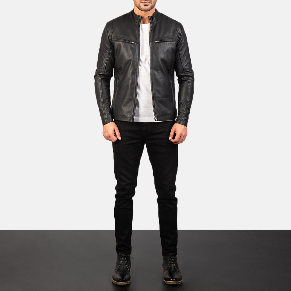 Men's Jet Black Leather Jacket