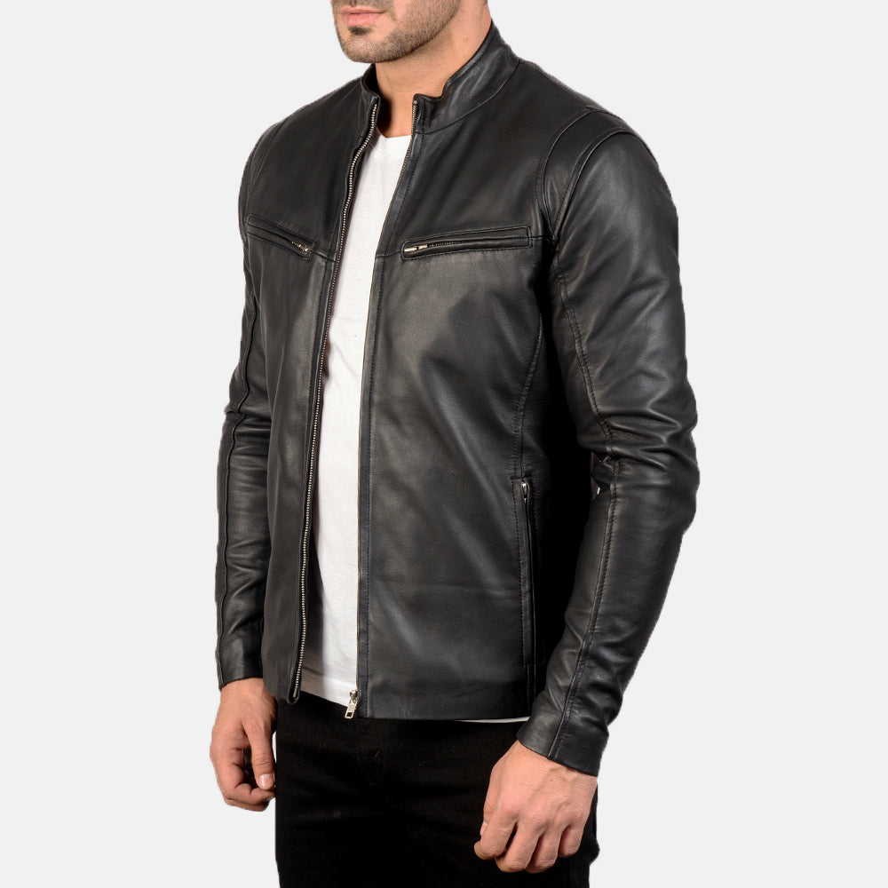 Men's Jet Black Leather Jacket