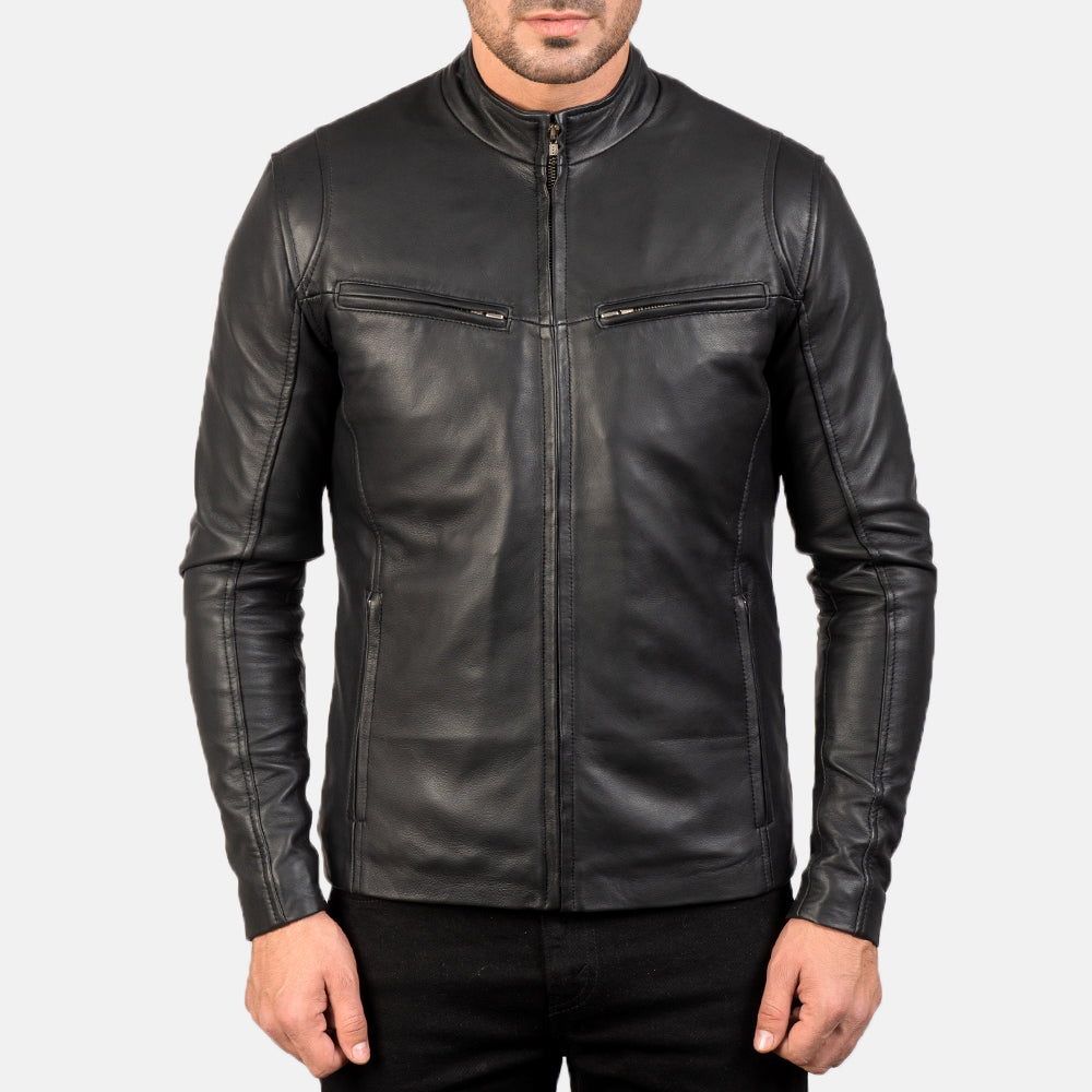 Men's Jet Black Leather Jacket