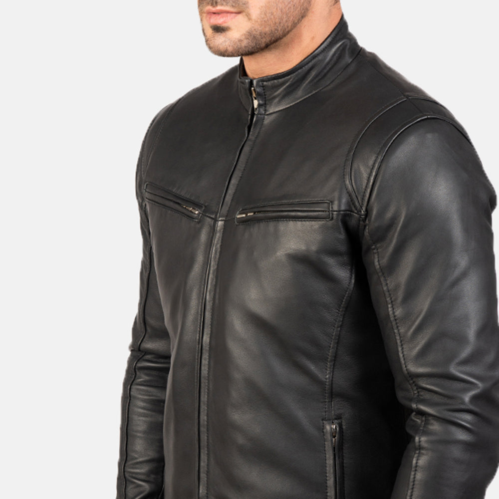 Men's Jet Black Leather Jacket