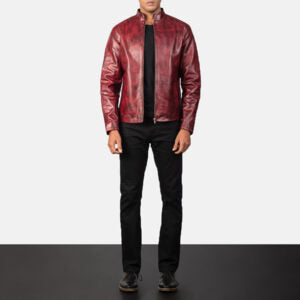 Men's Burgundy Leather Jacket