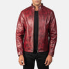 Men's Burgundy Leather Jacket