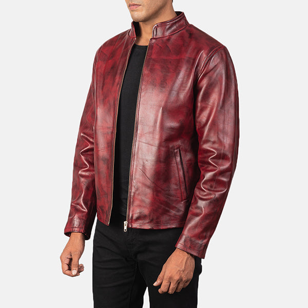 Men's Burgundy Leather Jacket