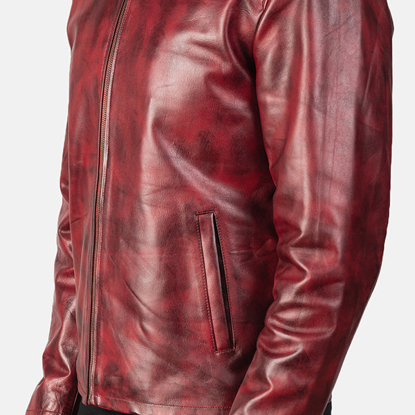 Men's Burgundy Leather Jacket