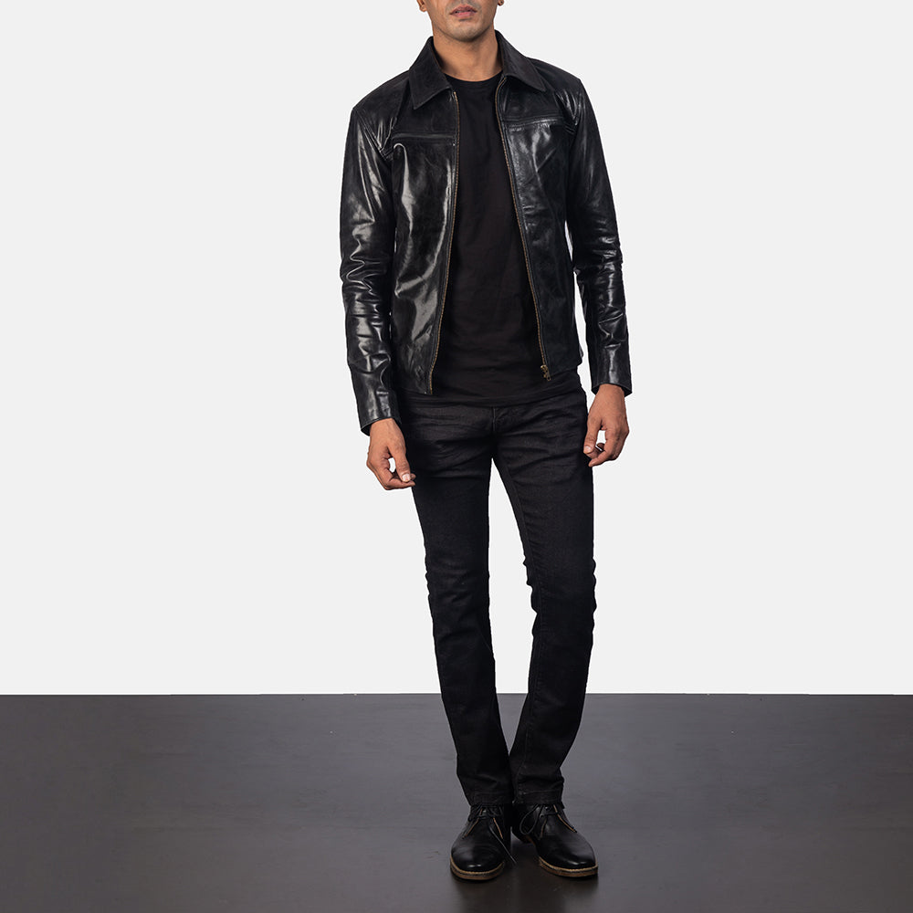 Mens Mystic Black Leather Jacket