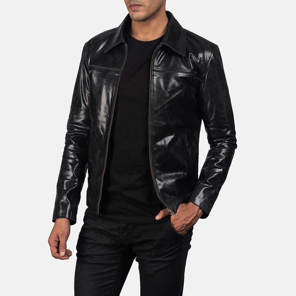 Mens Mystic Black Leather Jacket