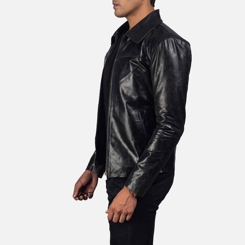 Mens Mystic Black Leather Jacket