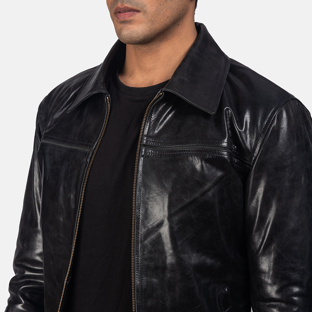 Mens Mystic Black Leather Jacket