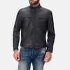 Mens Matte Black Leather Biker Jacket