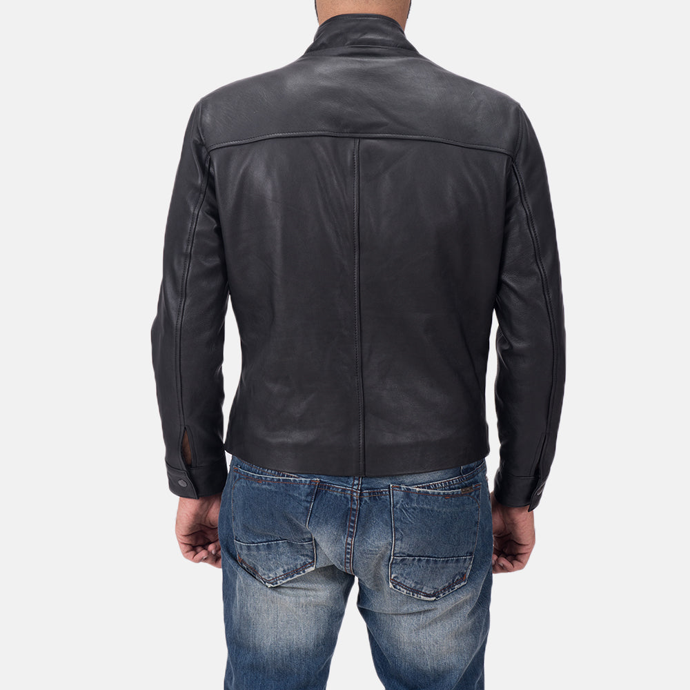 Mens Matte Black Leather Biker Jacket