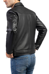 Mens Harrington Collar Shirt Premium Leather Jacket