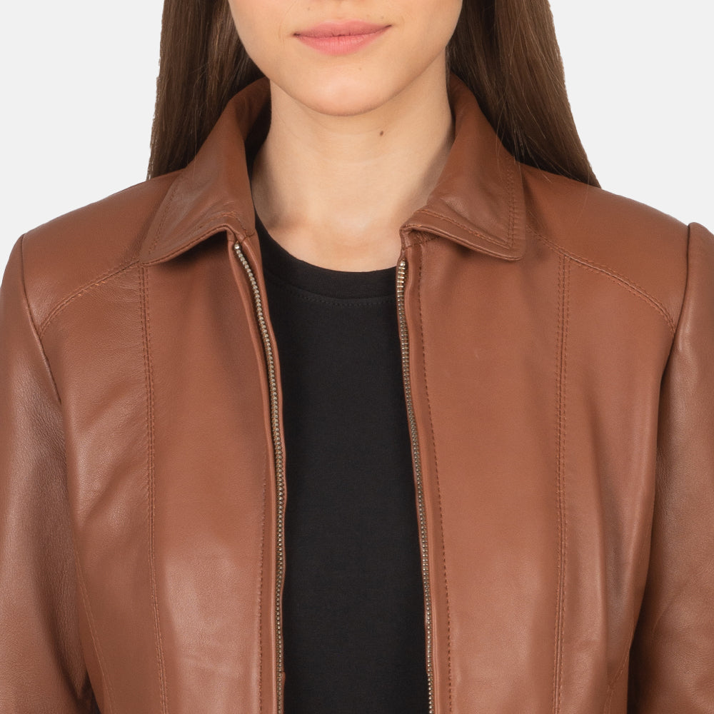 Women's Colette Brown Leather Jacket